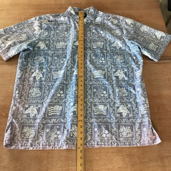 Reyn Spooner Classic Fit Hawaiian Shirt Men XXL Blue Hawaiian Flag Button Down - Picture 5 of 14